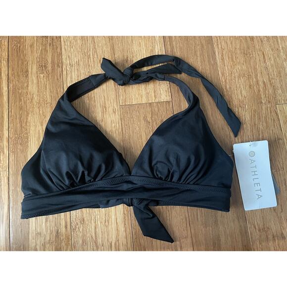 Athleta Other - NWT Athleta XS A-C Shirred Halter Bikini Top Swim Black #405816 $49!